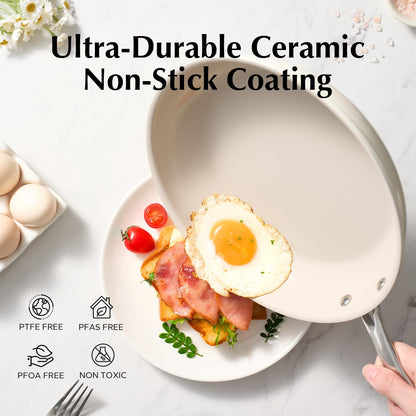 Redchef Nonstick Frying Pans Set, Ceramic Pan Skillet 20 24 28cm, Non Toxic Pans for Cooking, 8-11" Ceramic Frying Pan Set PFAS & PTFE & PFOA Free