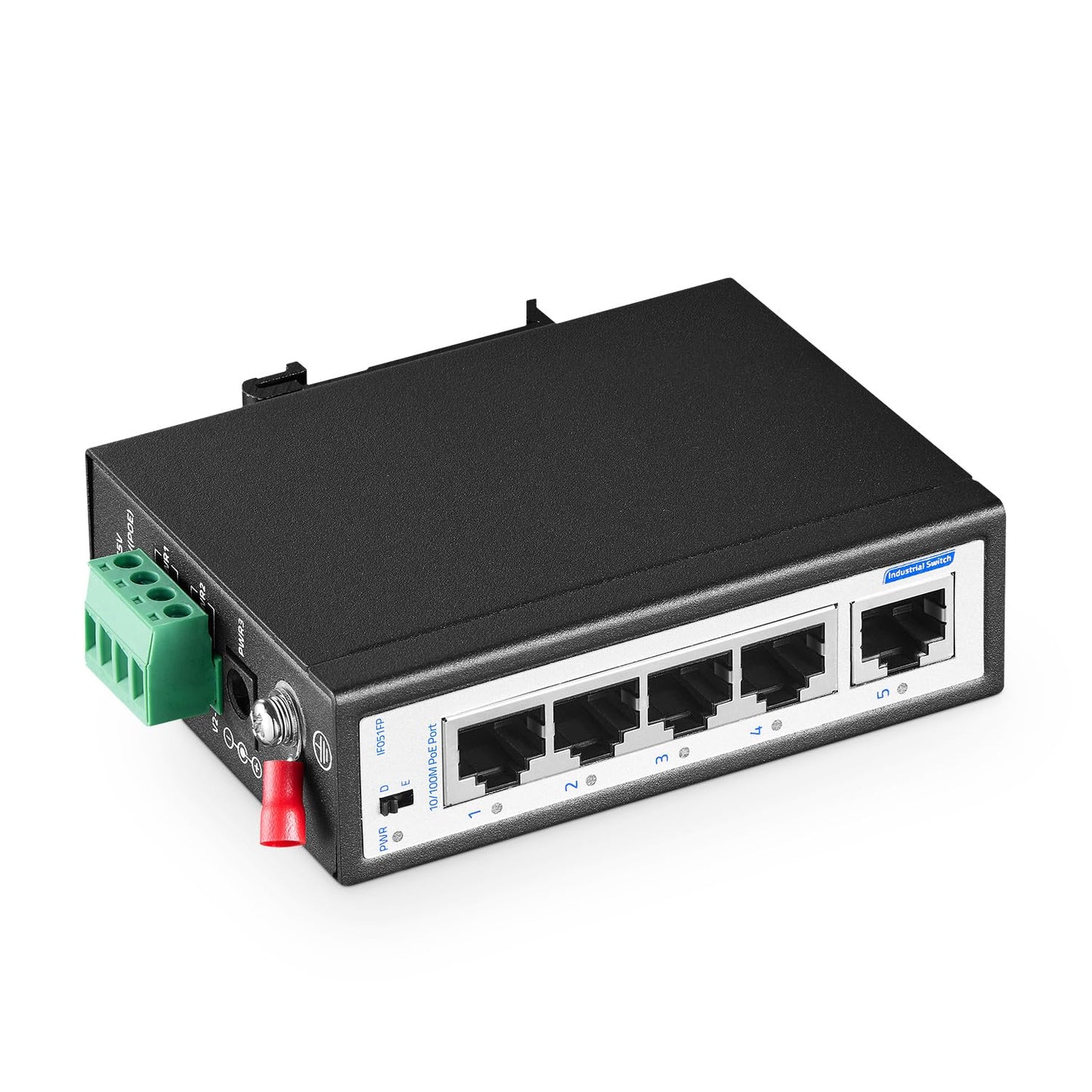 YuLinca Brand, 5-Port PoE+ Industrial Switch, Aluminum, 4 PoE+ Ports, RJ45, 10/100Mbps, -40?C to 75?C, Compatible with Camera
