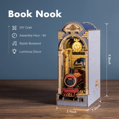 Rolife Book Nook Kits for Adults Diy Miniature Kit with LED Light for Desk Library Bookshelf Decoration 3D Wooden Puzzle Booknook Model Kits for