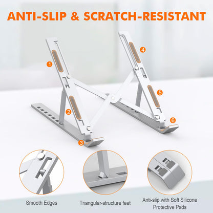 GRIFEMA Laptop Stand for Desk, Aluminum Laptop Riser 7-Angle Adjustable