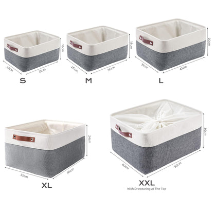 Mangata Fabric Storage Baskets, Set of 3 Organiser Boxes for Home, Bedroom, Dorm, Clothes(Small, Cold Grey)