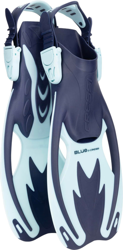 CRESSI Tinetto Rocks Dry Set Blue Navy/Ice Cyan S/M - Kids Snorkeling Set Short Adjustable Fins, Silicone Mask, and Dry Snorkel, Blue Navy/Ice Cyan,