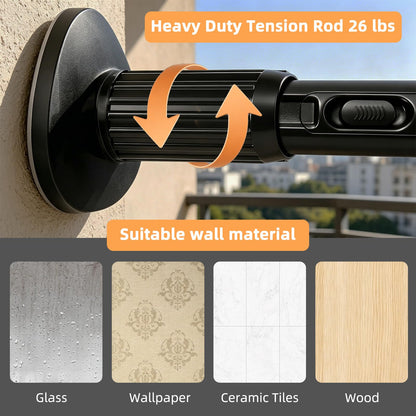 Shower Curtain Pole 100-262cm,Heavy Duty Tension Rod, Black