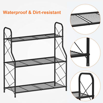 Mutool 3 Tier Metal Plant Stand, Ladder Shelf for Outdoor Indoor Plant, Corner Plant Shelf Ladder Planter for Garden Balcony & Patio, Black