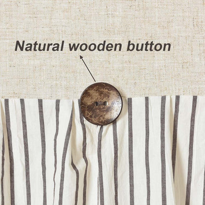 DOSLY IDÉES Farmhouse Shower Curtain,Beige and Brown Stripe,Button Curtain,Linen and Cotton Woven Fabric,Rustic Charm Country Chic Style,72x72 in