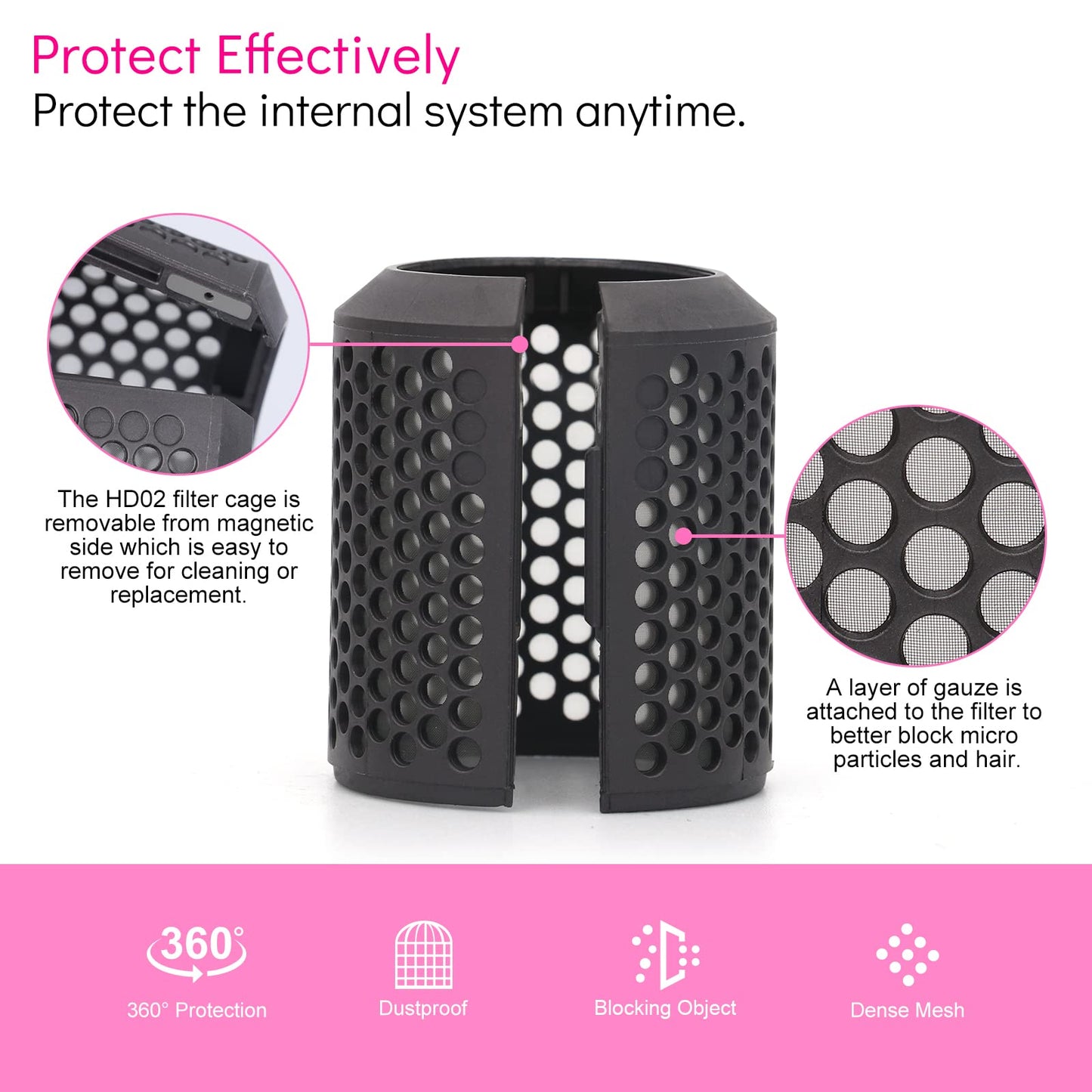 Magnetic Hair Dryer Filter Cover Compatible with Dyson Supersonic HD02 Models, Hair Dryer Outer Strainer Magnetic Filter Cage Accessories