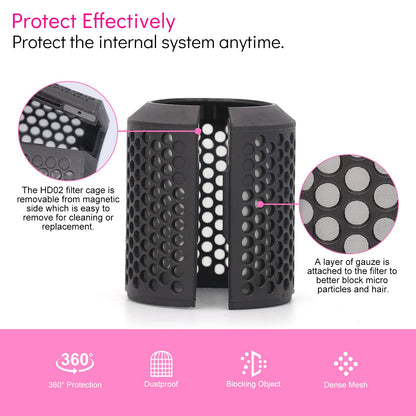 Magnetic Hair Dryer Filter Cover Compatible with Dyson Supersonic HD02 Models, Hair Dryer Outer Strainer Magnetic Filter Cage Accessories