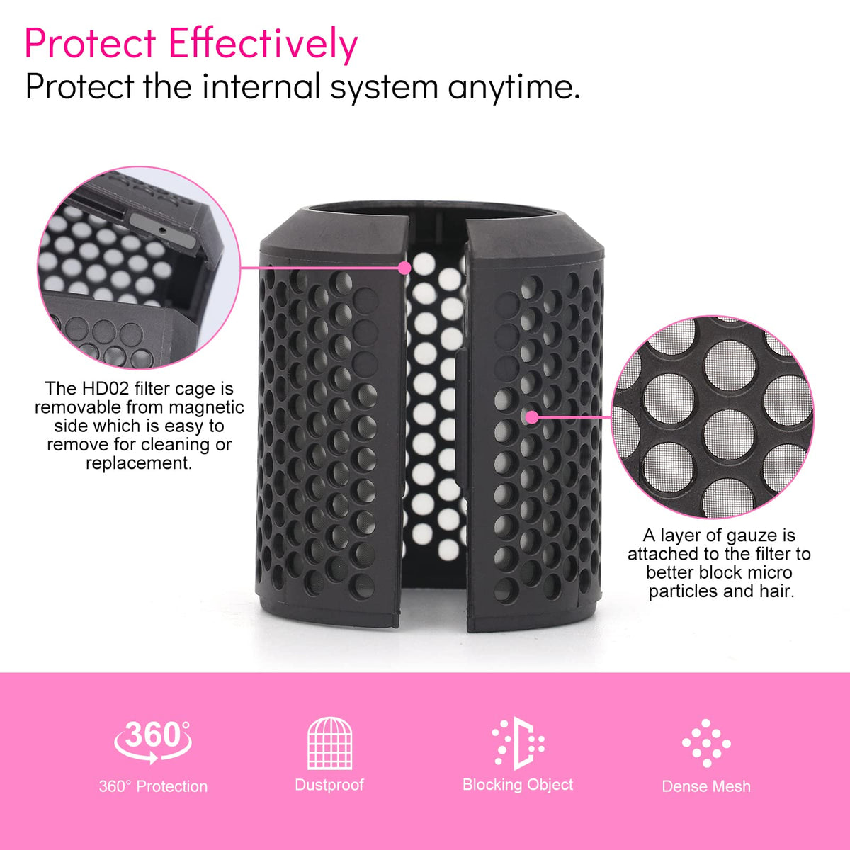 Magnetic Hair Dryer Filter Cover Compatible with Dyson Supersonic HD02 Models, Hair Dryer Outer Strainer Magnetic Filter Cage Accessories