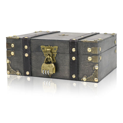 Forbabe Wooden Treasure Chest 24 x 17 x 10 cm - Vintage Treasure Chest with Lock