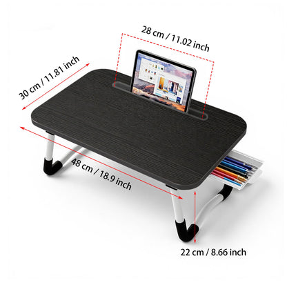 Small Lap Desk，Laptop Bed Desk 48 x30 cm for Breakfast in Bed, Work and Study, Home Office, Laptop Stand for Sofa、Couch、Bed, (Small Black 48x30)