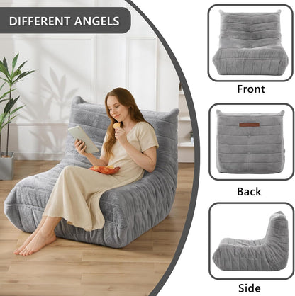 Bean Bag Chair w/ Filling, Comfy Lounge Chair, Floor Sofa Adults (Grey)