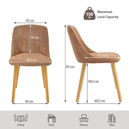 Goeurvant Dining Chairs Set of 4 Upholstered Armchairs with Wooden Legs Kitchen Chairs for Living Room, Orange-Chenille
