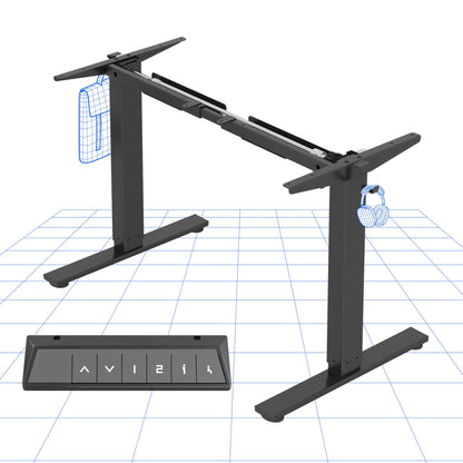 FLEXISPOT Height Adjustable Electric Standing Desk Frame Ergonomic Sit-stand Workstation with Memory Smart Panel EN1(2 Stage | Black)
