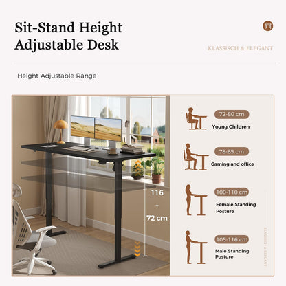 Klicelor Electric Standing Desk, 2 Memory Buttons for stand & sit, 100x60