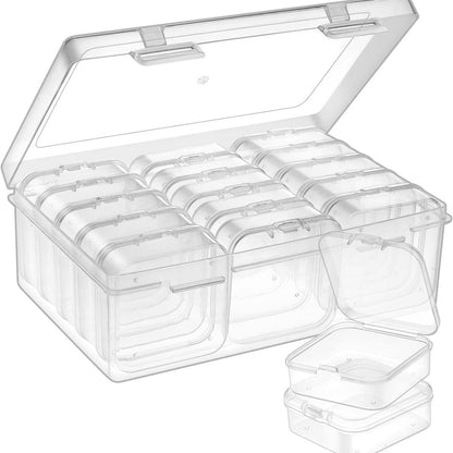 Hahhhha Small Clear Plastic Craft Storage Box with Lids, bead storage boxes with compartments,craft organiser storage box,Compartments Clear Plastic