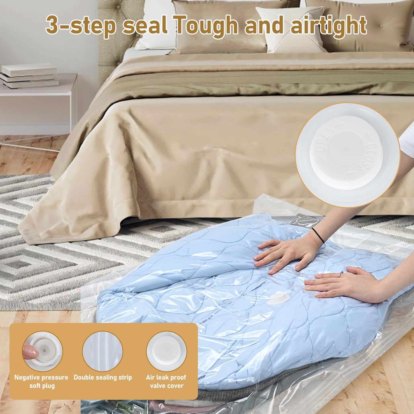QH7 coat vacuum bags hanging, Suits, Dresses, Coats or Jackets, Clear & Reusable Closet Organizer with 4 (105x70cm)
