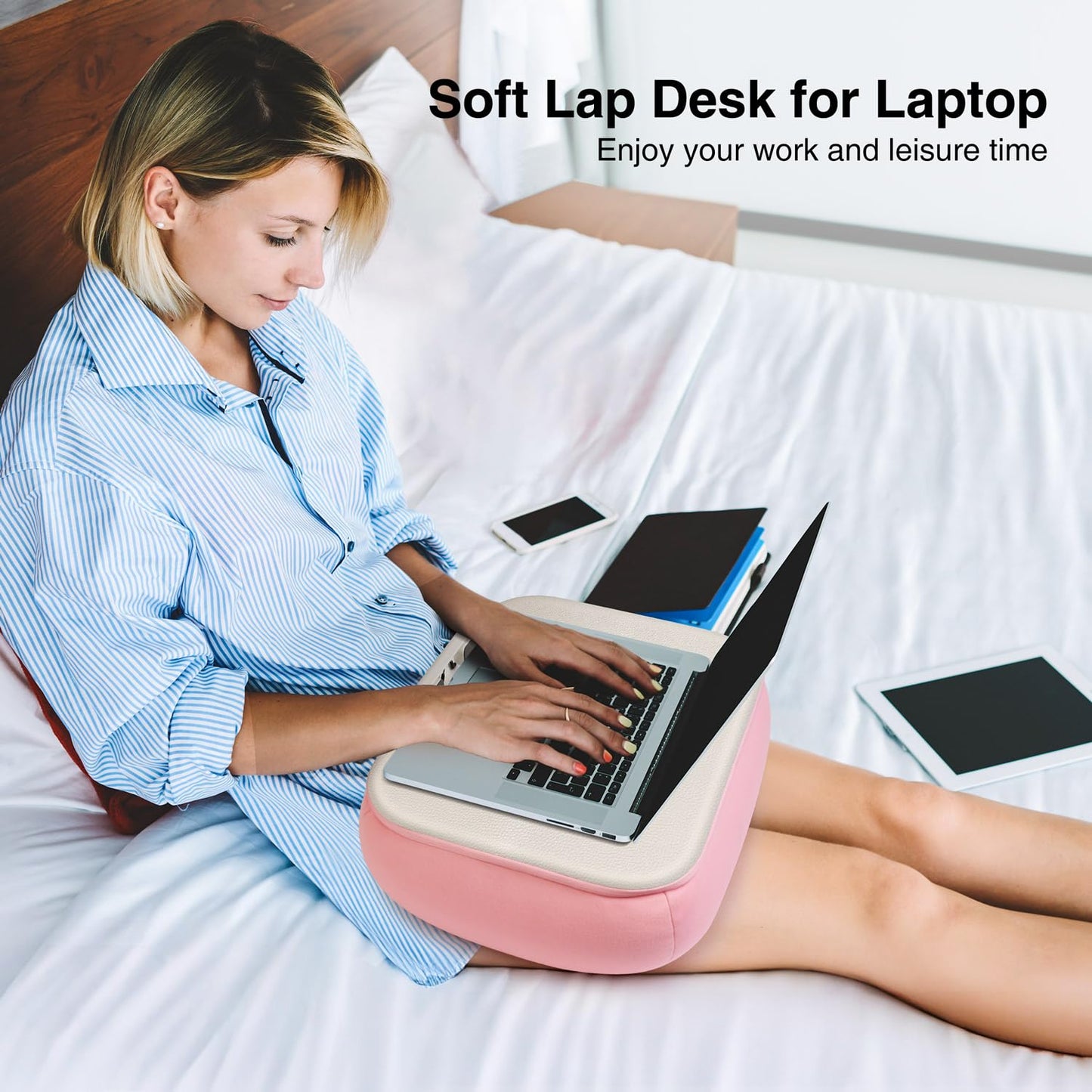elitehood Bean Bag Laptop Lap Desk, Soft Cushion Stand for Book, Laptop, Tablet, Book Holder for Reading in Bed, Lap Pillow Desk Ideal for Working
