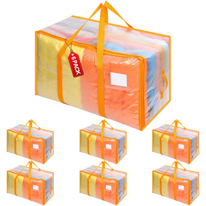 Dntorx 6 Pack 105L Moving Bags Clothes Storage Bags Drom Packing Box, Orange