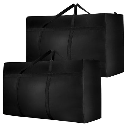 2 Pack 180L Jumbo Moving Bags, Storage Bags, Moving Box with Zip, Black