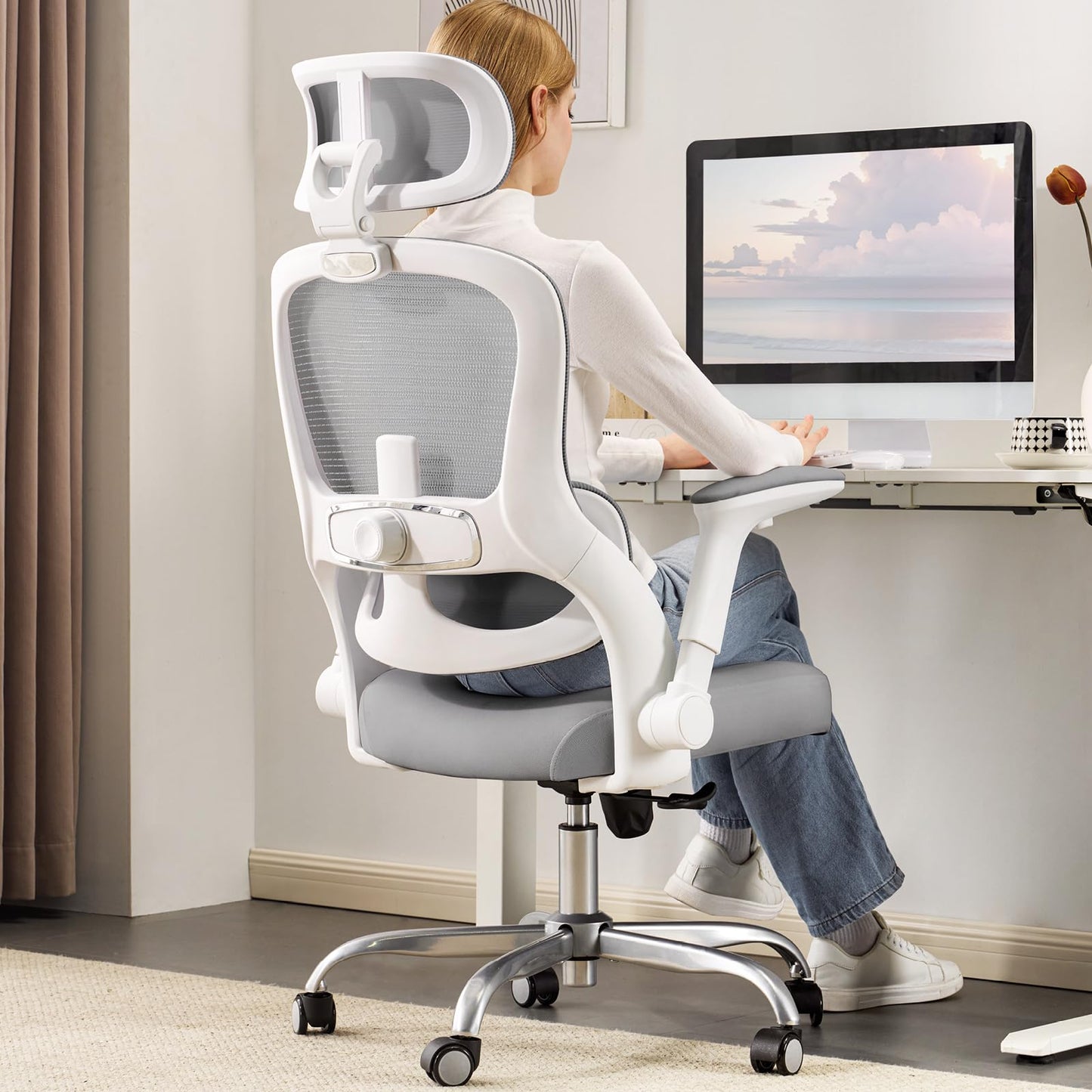 TRALT Ergonomic Office Chair - Home Office Desk Chairs - 400 LBS Mesh High-Back Computer Desk Chairs Comfy with Adjustable Lumbar Support Gaming