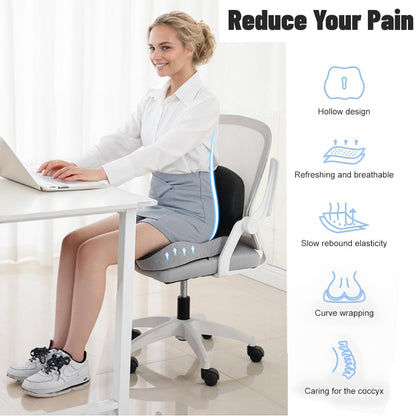 SICOUSOK Seat Cushion Memory Foam Seat Cushion for Truck Driver Office Chair Cushion Home Chair Cushion Car Non Slip Pad Sitting Ergonomic Cushions