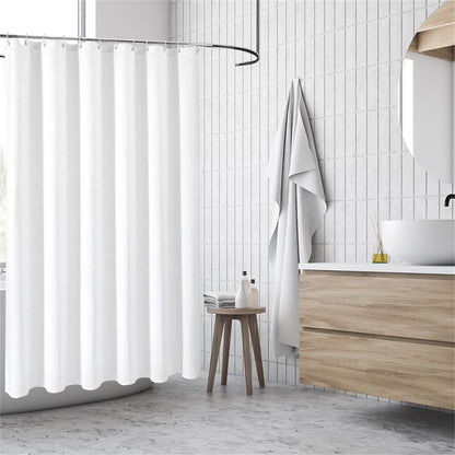 goodbath White Waffle Shower Curtain for Bathroom Bathtub Decor, 180x180cm