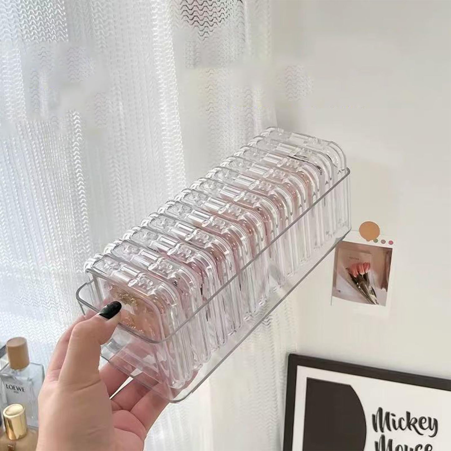 Leliafleury 5Pcs Press on Nail Storage Box 75 * 75 * 16mm Plastic Nail Packaging Boxes Nail Display Storage Case for Home Salon Supplies, Transparent