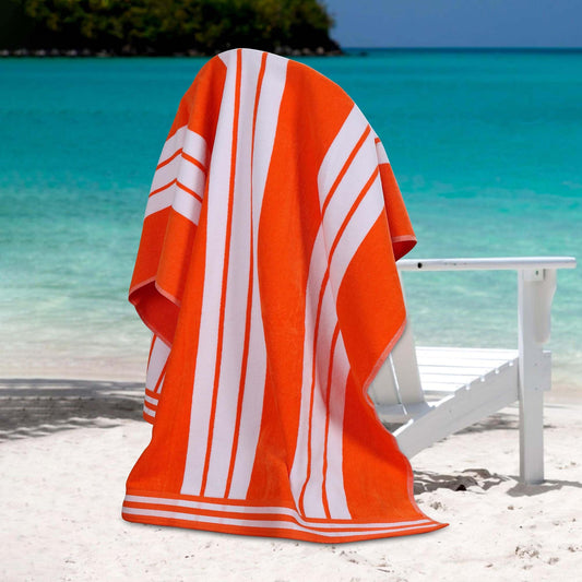Superior Cotton Cabana Striped Beach Towels, Colorful Towels for Adult, Kid, Pool, Swimming, Sand, Travel, Large Oversized, Absorbent, Fast Drying,