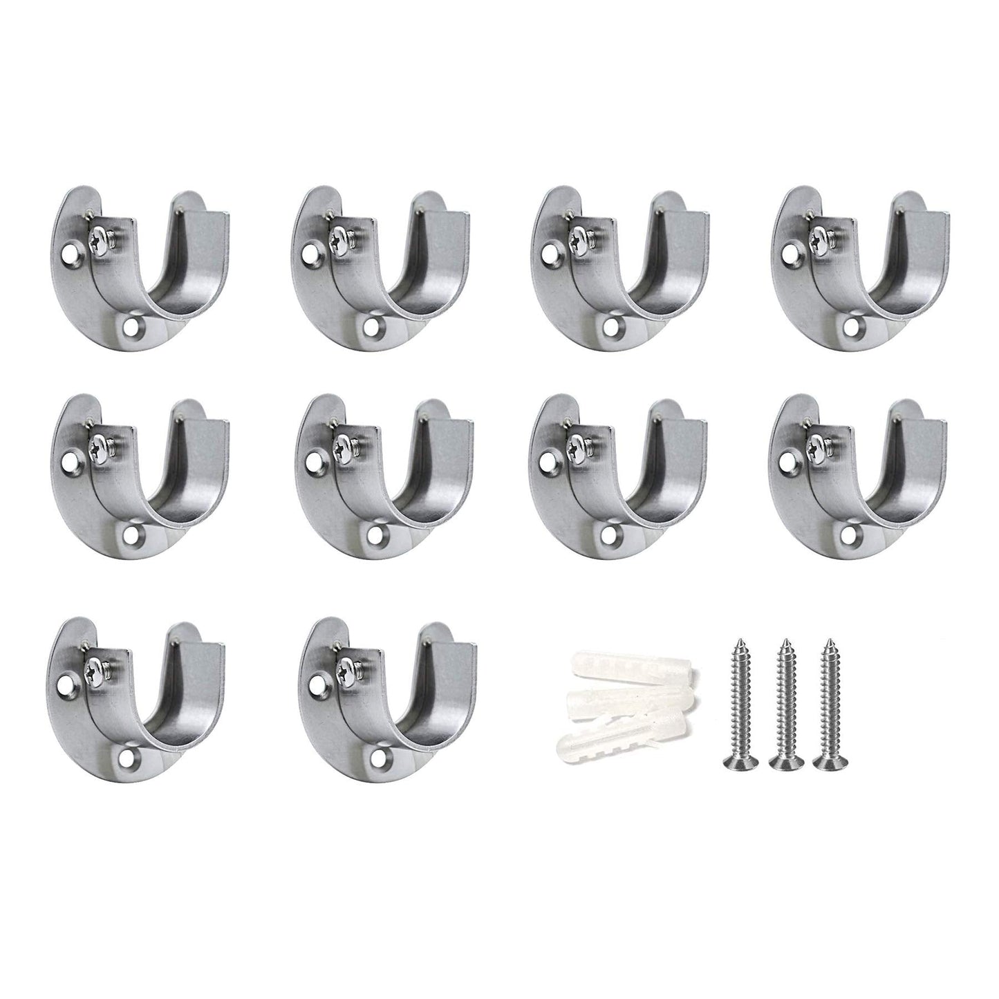 LIKERAINY Stainless Steel Wardrobe Closet Pole Sockets Heavy Duty Shower Curtain Rod End Supports Flange Rod Holder with Screws U Shaped Size of 25mm