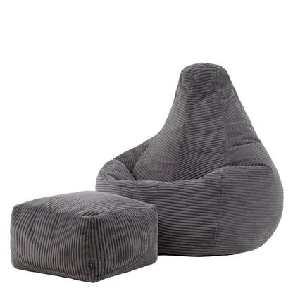 icon Dalton Cord Bean Bag & Footstool with Filling Included, Grey