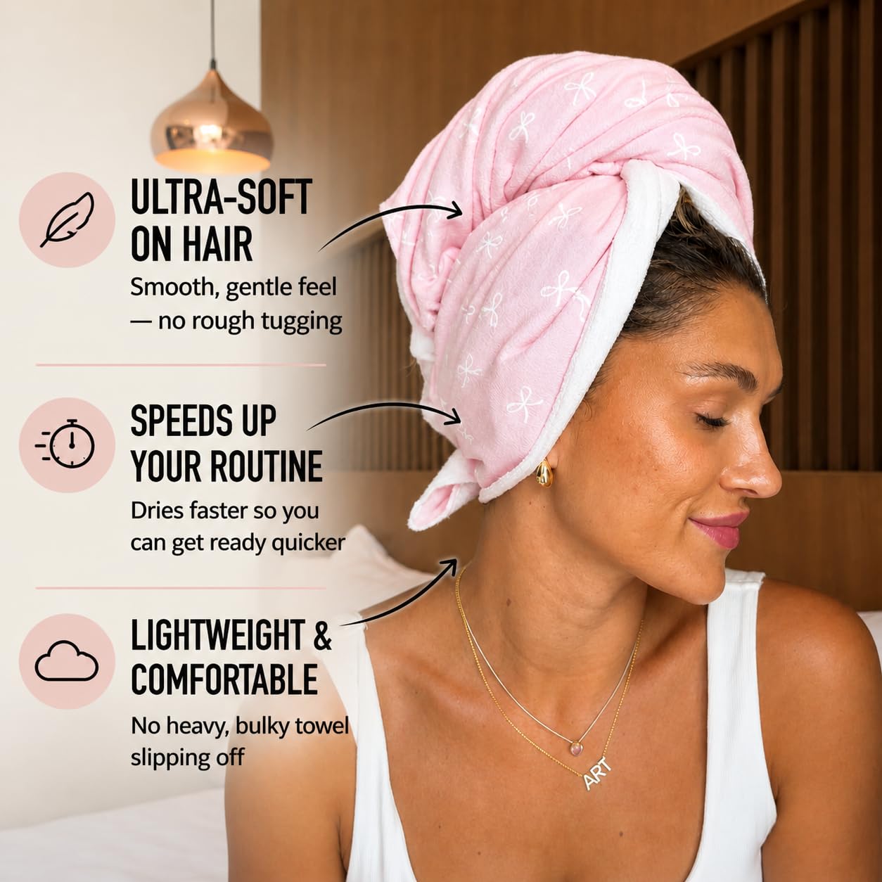 Lumelle XL Microfibre Hair Towel Wrap for Women – Ultra Absorbent Microfiber Towel for Wet, Curly, Long or Short Hair – Quick Dry