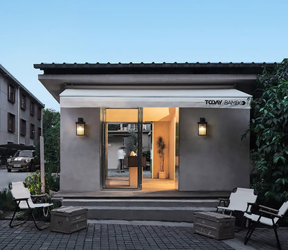 DAWALIGHT Outdoor Lantern Wall Lights Mains Powered Rectangle Porch Lantern Light Metal with Ribbed Glass Lampshade Wall Sconce, E27 Socket Wall Lamp