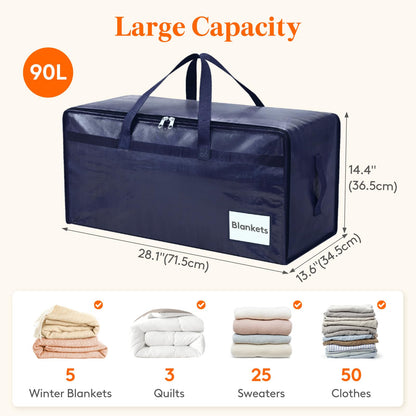 Lifewit 4 Pack Large Moving Bags with Lids and Sturdy Handles, Dark Blue