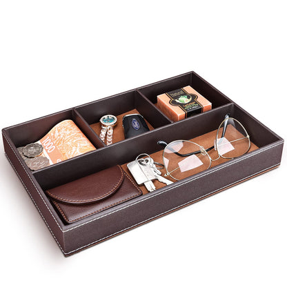 GORESE Valet Tray, Leather Office Drawer Desk Storage Box, Bedside Storage Tray, Pocket Empty Organiser, Pen Trays for Keys, Stationery, Coins