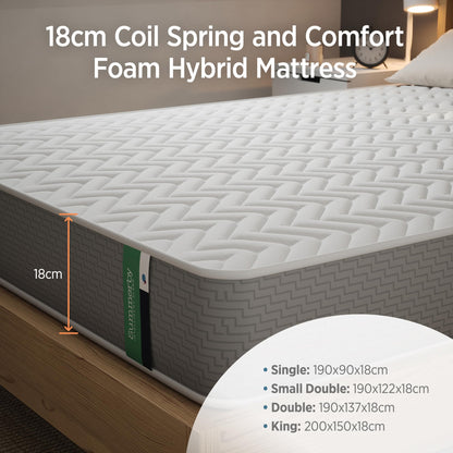 Summerby Sleep Small Double Mattress (122cm x 190cm), Comfort Foam & Coil Spring Hybrid Mattress, Comfy & Affordable Orthopaedic Mattress For Small