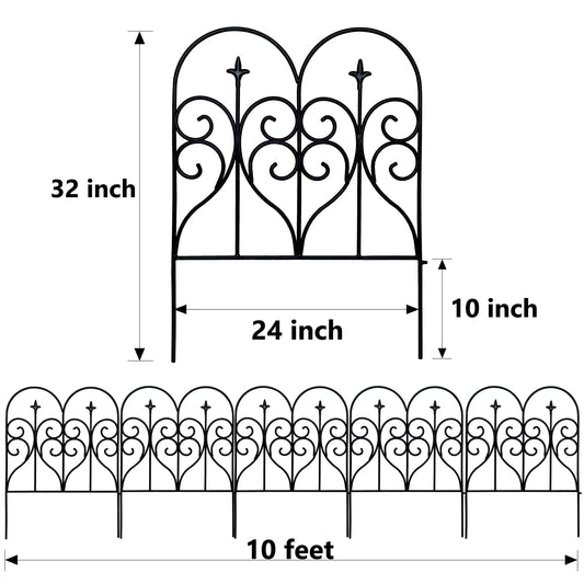 Thealyn Decorative Garden Fence 81cm (H) x 3m (L) Fence Panels Rustproof Metal Dog Fence Animal Barrier, Garden Fencing Panel Border for Yard Patio