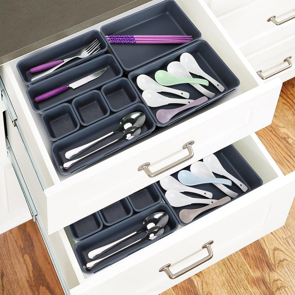 Nuts OT nuts Desk Drawer Organiser Tidy Dividers 24Pcs Makeup Dividers 3 Sizes Plastic Trays for Storage for Dresser Cosmetics Office Stationery