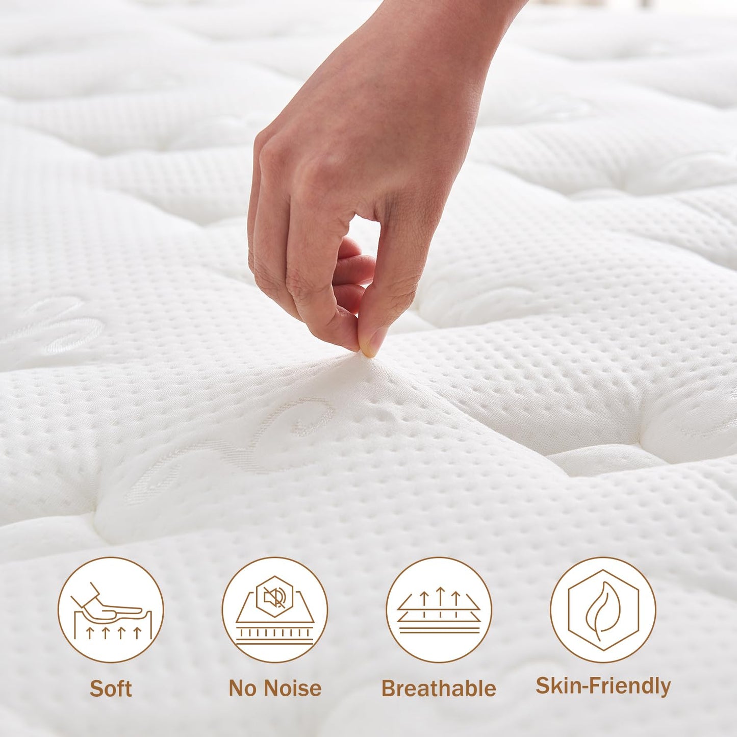 Hiepunos 4FT6 Double Mattress, 10.2 INCH Double Bed Mattress, 7-Zone Pocket Sprung Medium Firm