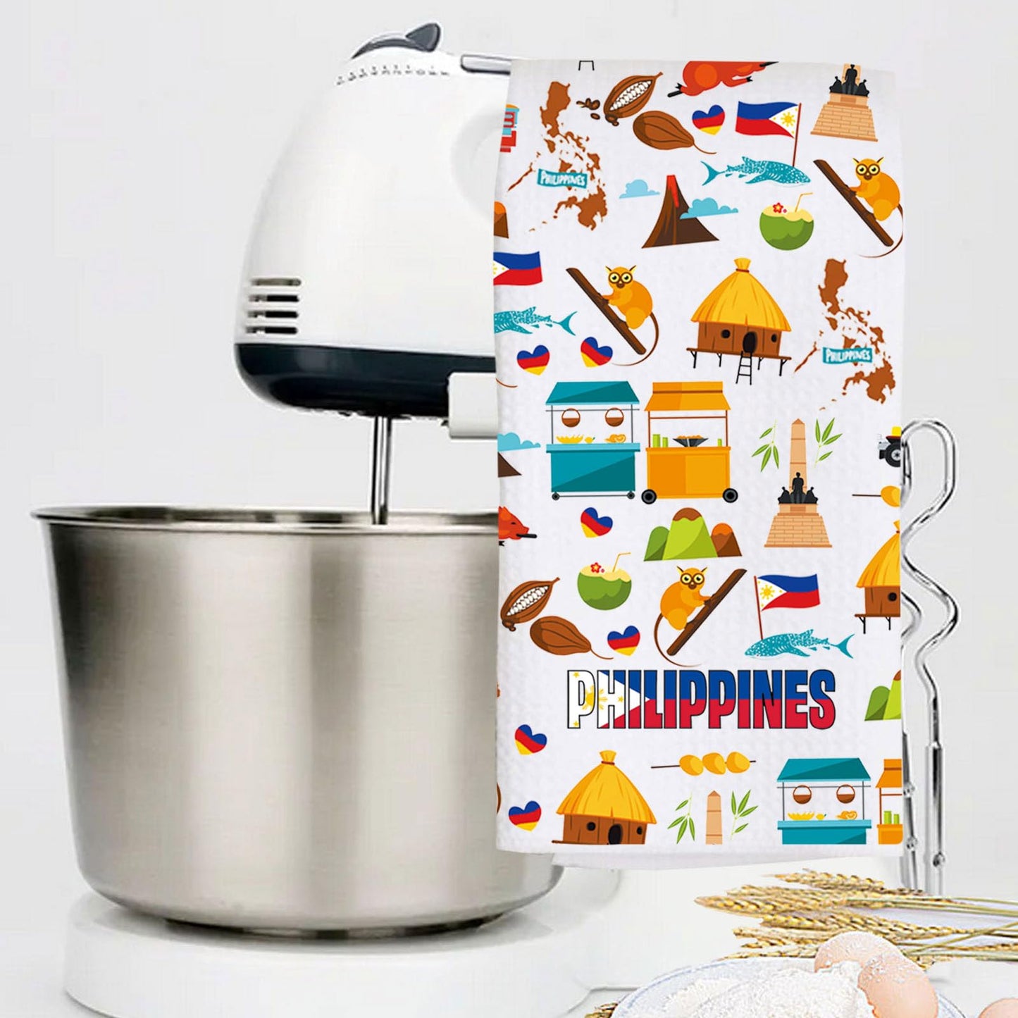 LEVLO Philippines Kitchen Towel Philippines Trip Gift Philippines Travel Culture Dish Towels Filipina Philippine Housewarming Gift (Philippines Towel)