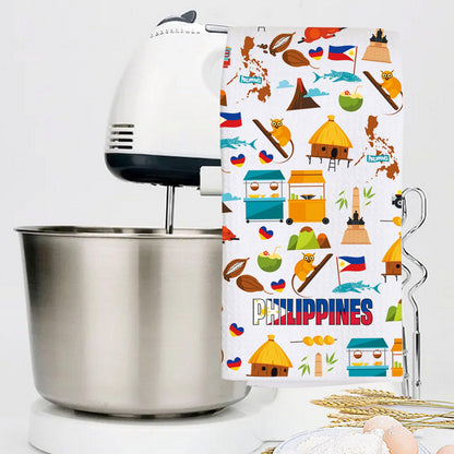 LEVLO Philippines Kitchen Towel Philippines Trip Gift Philippines Travel Culture Dish Towels Filipina Philippine Housewarming Gift (Philippines Towel)