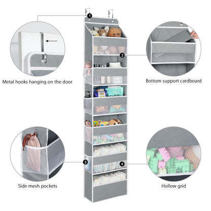 Univivi Over The Door Organiser, 6-Shelf Back of Door Storage, Grey