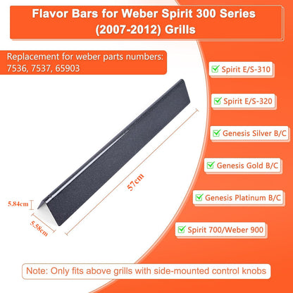 GFTIME 7537 57CM Flavorizer Bars for Weber Spirit E310 E320 (2007-2012 with Side Burner Knobs), Spirit 700, Weber 900, Heat Plate Spare Parts for