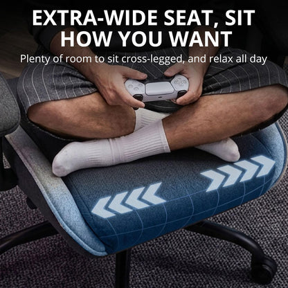 WUPY Ergonomic Gaming Chair, 135° Recline Fabric Office Chair, Black Grey