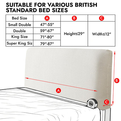 Niuoppy Bed Headboard Cover Fully Wrapped, Stretch Head Board Covers for Single Bed, Beds Headboard Protector Dustproof and Cat Scratch-proof