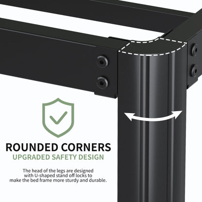 Lutown-Teen High Small Single Bed Frames 2ft6 with Rounded Corner Legs, Heavy Duty Metal Small Single Bed Frame 46 cm High, Noise Free, Easy Assembly