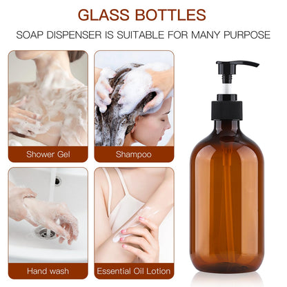 Soap Dispenser with Pump, 2 Pack Empty Refillable Pump Bottle Dispensers 500ml Bathroom Liquid Hand Dish Soap Dispenser Bottles Containers Plastic