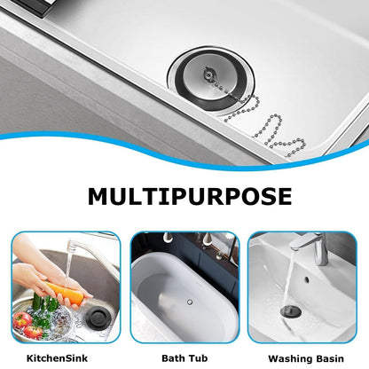 2 Pcs Universal bath plug with Stainless Steel Chain