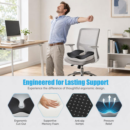 wiksite Seat Cushion Memory Foam - Hemorrhoid Donut Cushion for Coccyx, Tailbone, Piles Orthopaedic Pressure Relief Comfort Office Chair Cushion Seat