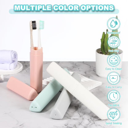 sourcing map 4Pcs Travel Toothbrush Case, 8.27 x 1.38" Portable Travel Toothbrush Holder, Plastic Toothpaste Container for Bathroom, Gym