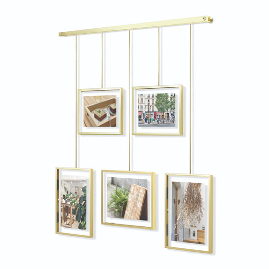 Umbra Exhibit Picture Frame Gallery Set, Adjustable Collage Display for 5 Photos, Prints, Artwork and More, Holds two 4x6" and three 5x7" Photos,
